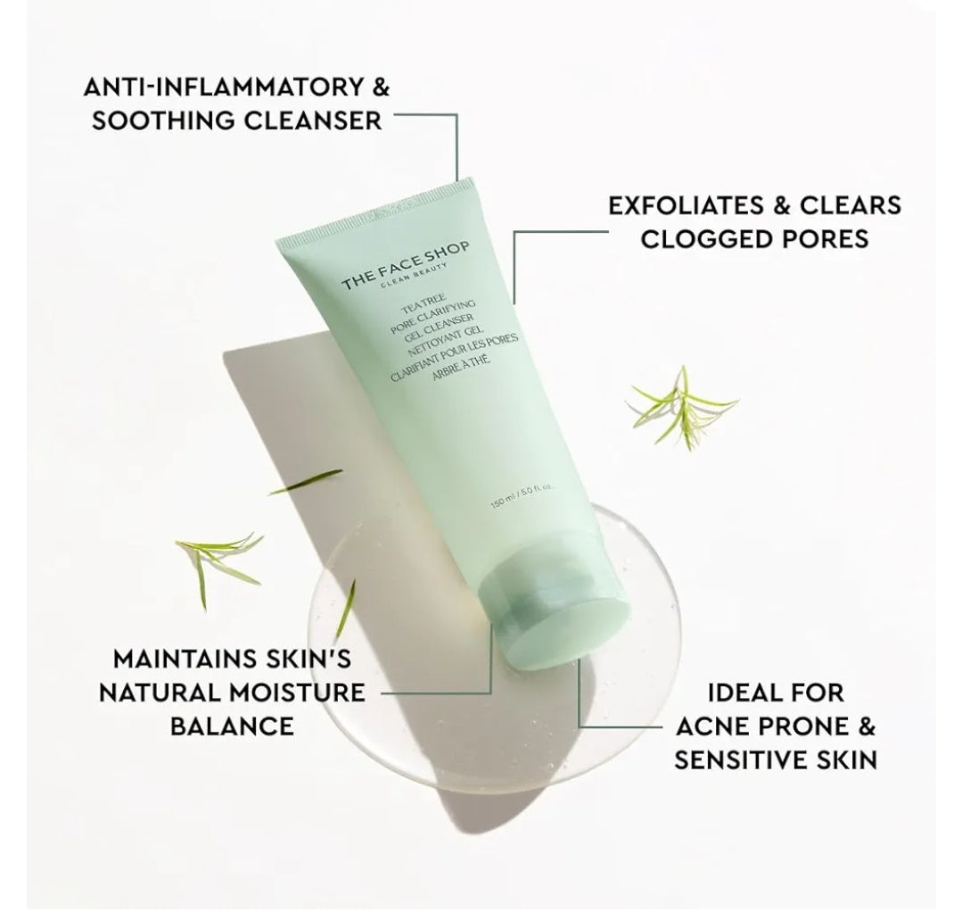 Gel limpiador clarificador de poros con árbol de té de The Face Shop
