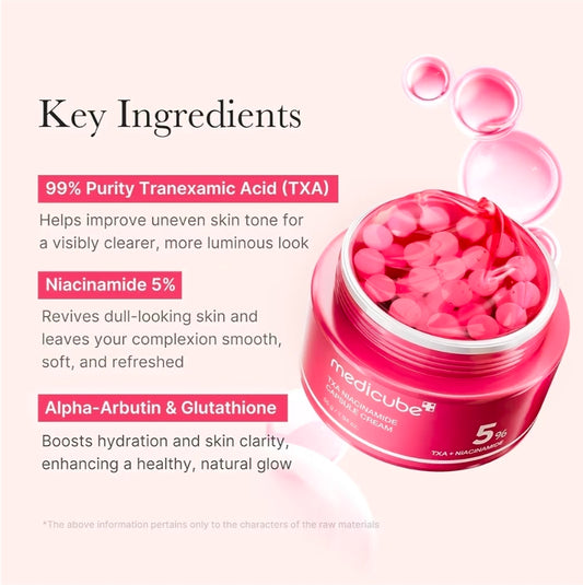 medicube TXA+Niacinamide Capsule Cream | Dual Radiance Moisturizer, Ideal for Use After Spot Care | For Uneven Skin Tone, Texture & Hydration | 99% Pure Tranexamic Acid