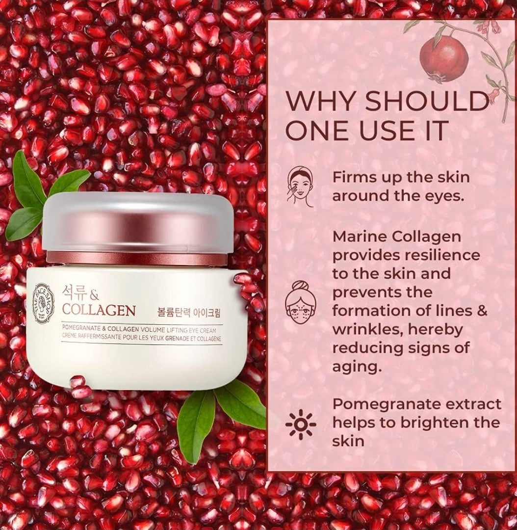 The Face Shop Pomegranate & Collagen - Crema Volume Lifting para el contorno de ojos - Regeneración de la piel