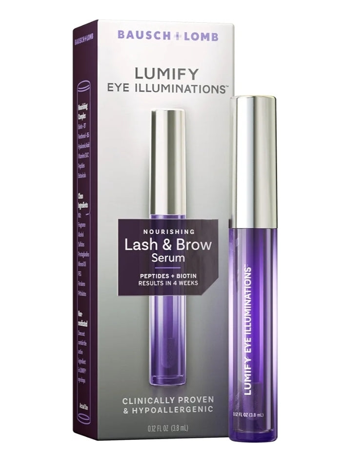 Bausch + Lomb LUMIFY Eye Illuminations - Sérum para pestañas y cejas con biotina, péptidos y ácido hialurónico