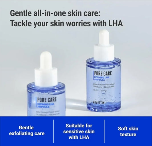 ROVECTIN Pore Care Refining LHA Ampoule - Gentle and Daily Ampoule with Neroli, Mild Exfoliant, Anti-Aging
