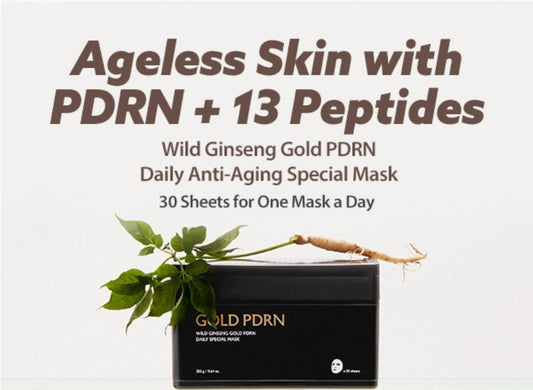 MILKTOUCH Gold PDRN Daily Mask - Ginseng Serum, Nourishing Anti Aging Korean Face Masks for Mature Skin, Firming Tightening Lifting Loose Skin Wrinkle Fine Line - 30 Masks