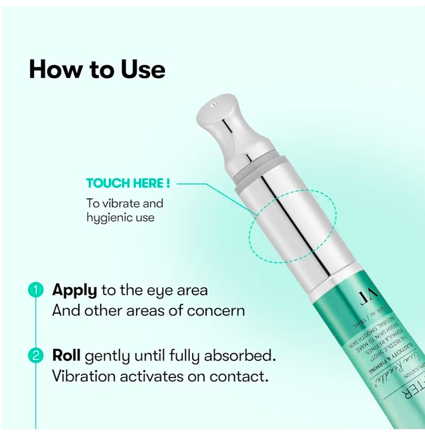 VT COSMETICS PDRN Reedle Shot Eye Cream - Vibrating Eye Applicator for Puffy Eyes, Dark Circles & Under Eye Bags, Firming & Wrinkle Care with PDRN Collagen