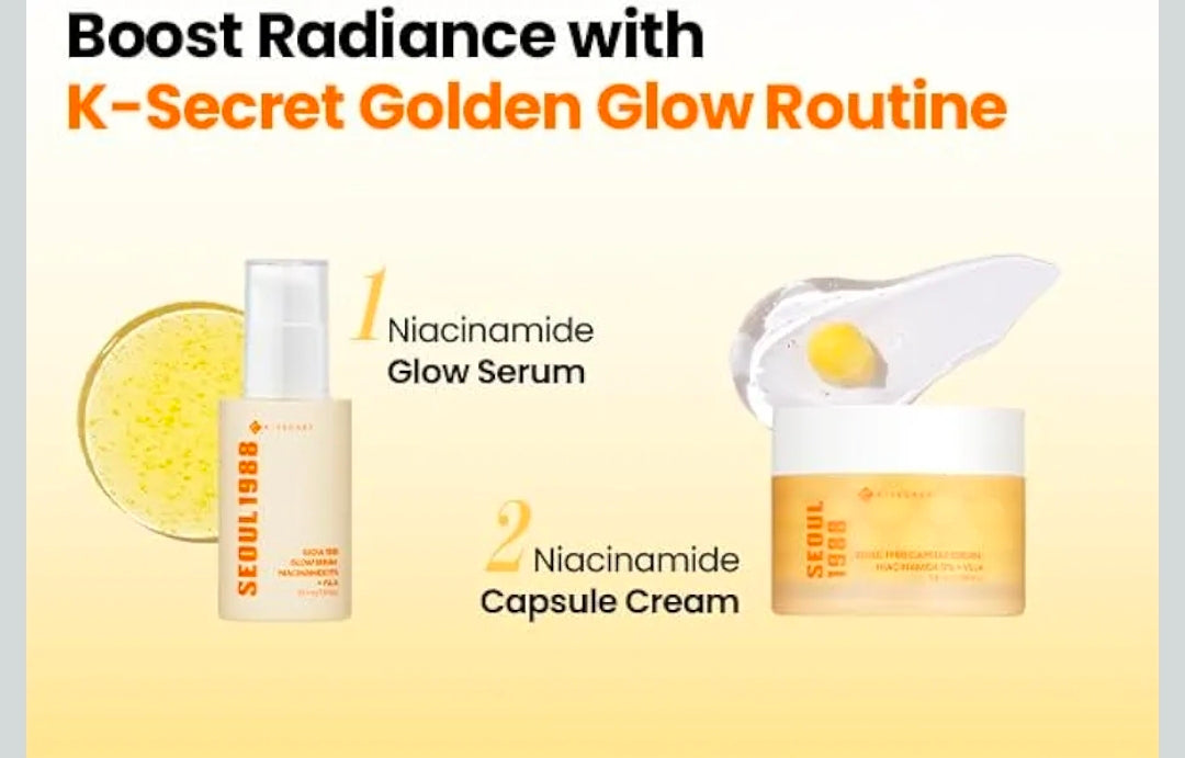 K-SECRET SEOUL 1988 Glow Serum - 15% Niacinamide and Yuja, Hydrating Facial Serum for Dark Spots, Uneven Skin Tone