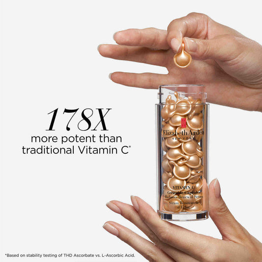 Elizabeth Arden Vitamin C Ceramide Capsules - Radiance Renewal Serum - Helps to visibly brighten skin, even tone and protect against premature aging signs - 60 Capsules