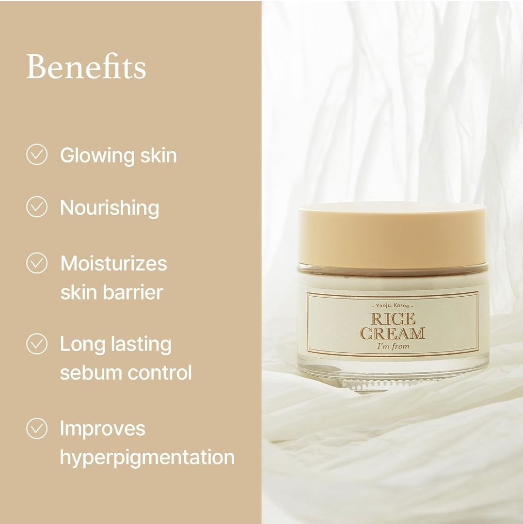 I'm from Rice Cream - Rice Bran Essence with Ceramide, Glowing Look, Improves Moisture Skin Barrier, Deep Nourishment, Smooths and Evens Skin Tone