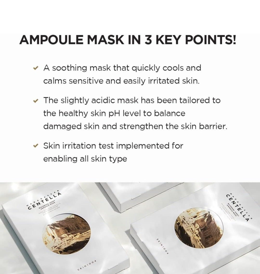 SKIN1004 Madagascar Centella Watergel Sheet Ampoule Mask - Calms skin and retains moisture - 1 Mask