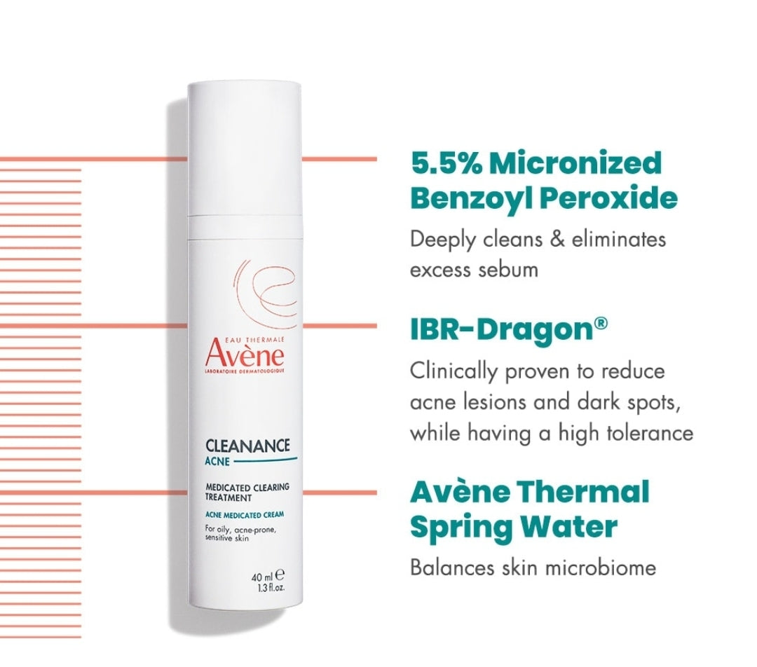 Avene Cleanance ACNE Medicated Clearing Treatment Cream - Treats and clear blackheads, whiteheads and acne blemishes for a healthy, balanced skin microbiome