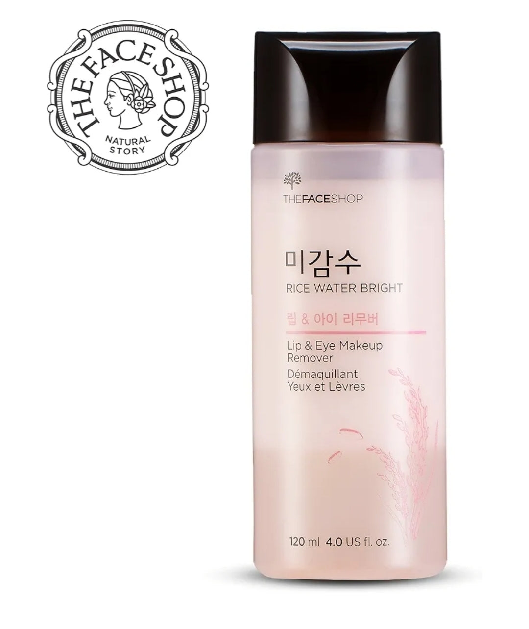 The Face Shop Rice Water Bright Lip & Eye Remover -
Natural Brightening solution with rice water - Removes impurities while leaving skin soft, supple, and evenly toned