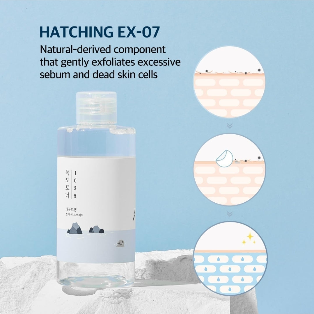 Round LAB 1025 Dokdo Toner + Dokdo Lotion Set - Gentle Exfoliating Dead Skin Cells Without Irritation, Hydrating, Watery Type Toner, Lotion, for Sensitive Skin
