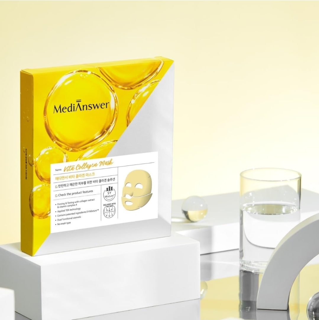 MediAnswer Vita Collagen Mask - Premium Firming & Revitalizing Hydrogel Mask with French Collagen & Vitamin Complex, Hydrating & Nourishing - 1 Mask