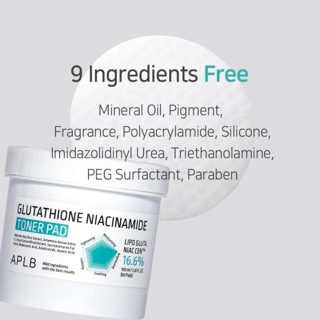 Almohadillas tonificadoras de glutatión y niacinamida APLB - Almohadillas tonificadoras de doble superficie LIPO GLUTA NIAC CEN 16.6%, hidratación duradera