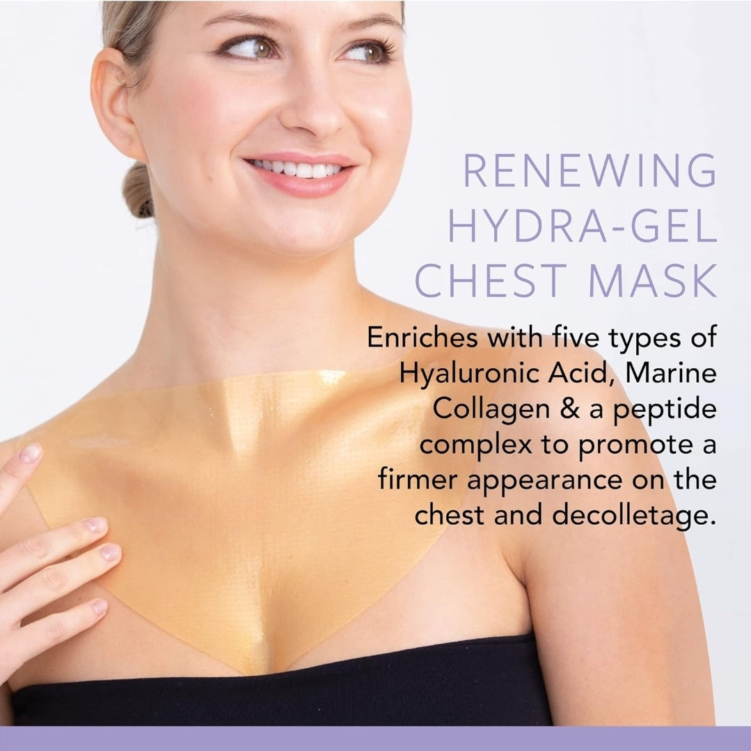 LAPCOS Hydra Collagen Renewing Hydragel Chest Mask - Hyaluronic Acid & Collagen to Tighten and Firm Skin, Improve Tone, Reduce Fine Lines & Wrinkles - 1 Mask