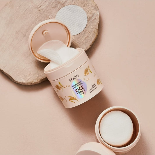 SOQU Rice Essence Pads Moisturizing and Brightening - Tones, moisturizes, and preps the skin - 60 Pads