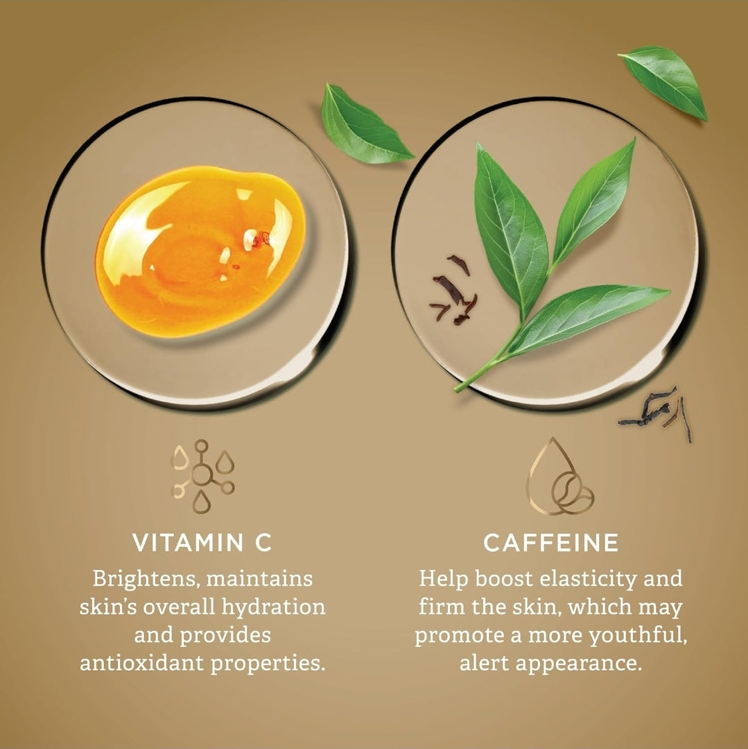 Suero para ojos Findley con vitamina C y cafeína: tratamiento único con bolita de acero inoxidable para la hinchazón y las ojeras.