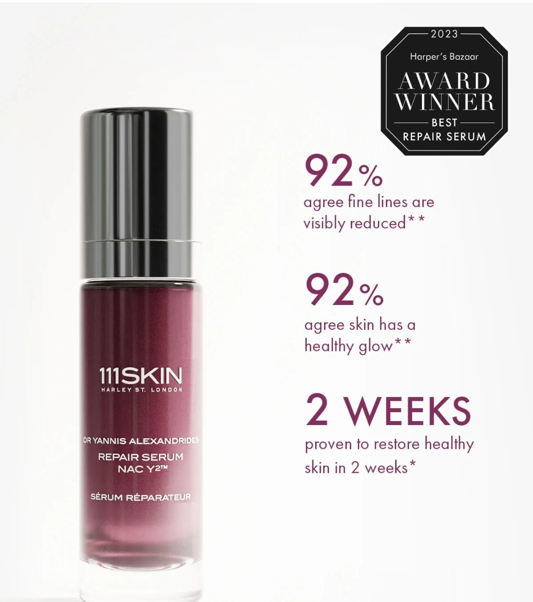 111SKIN Y Theorem Repair Serum NAC Y2 - Reduces Redness & Fine Lines. The hero product that started 111SKIN - Protects and repairs skin.