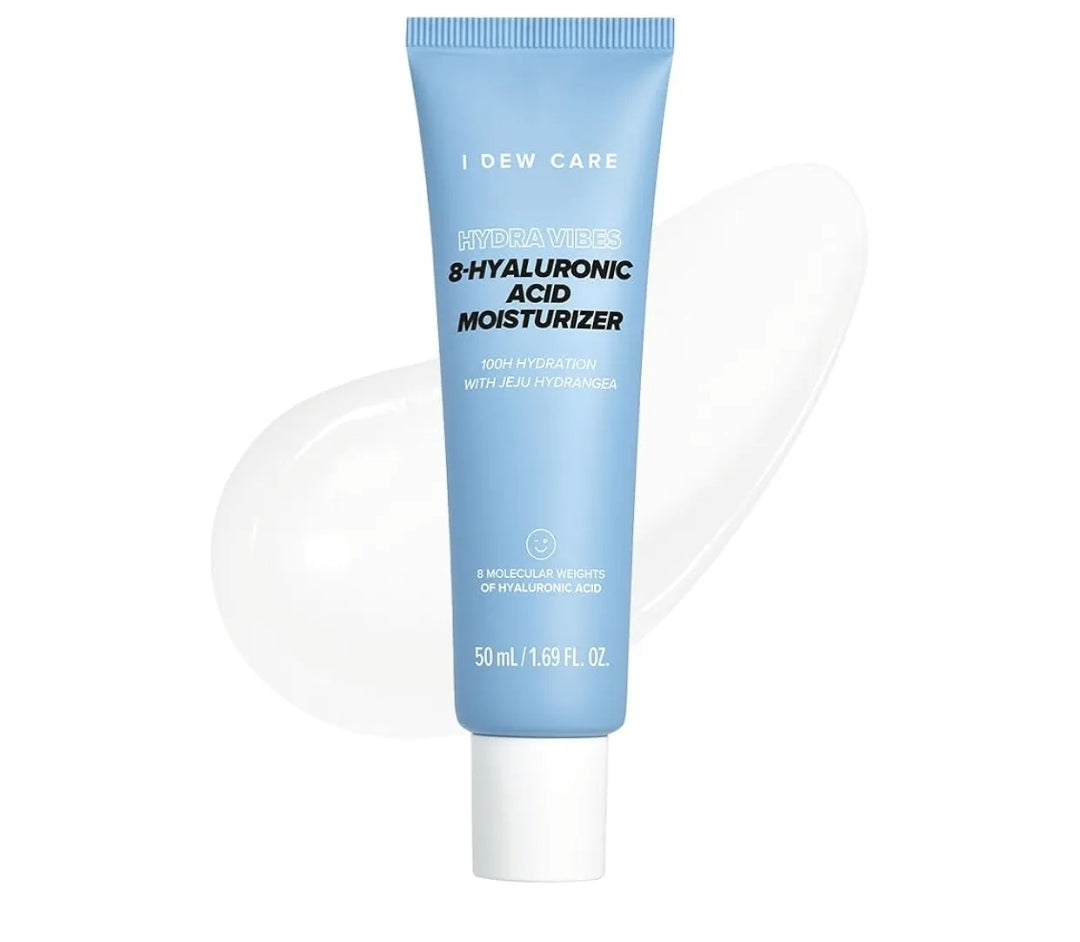 I DEW CARE Cuidado de la Piel - Hydra Vibes - Set de 3 piezas + 1 Diadema de Gato Gratis - Limpiador, suero y humectante con ácido hialurónico de diferente peso molecular