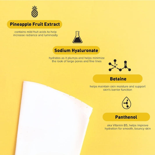 Avatara Juicy Pineappy Exfoliating Facial Mask - Pineapple Extracts Gently Removes Old Skin Cells for a Refreshed Look - 1 Mask