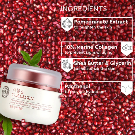 The Face Shop Pomegranate & Collagen Volume Lifting Cream - Lifting and Volumizing, Reduced Wrinkles, Brighter Skin