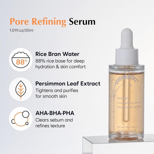 MIDHA Pore Refining Serum - Controls enlarged pores and make smooth skin texture, AHA, BHA, PHA, Vegan