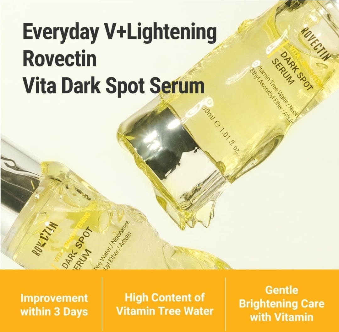 ROVECTIN Vita Brightening Dark Spot Serum - Clearing Blemish and Evening Skin Tone - Rich Vitamin C, Brightening, Hydrating