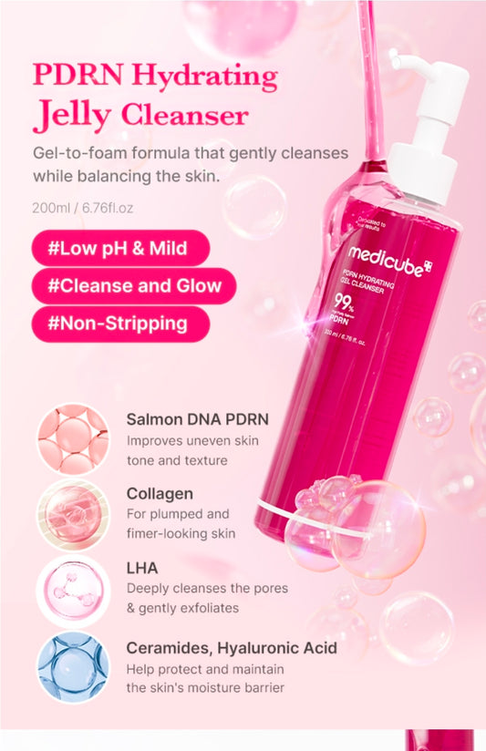 medicube PDRN Hydrating Gel Cleanser - Designed to help cleanse impurities while supporting hydration