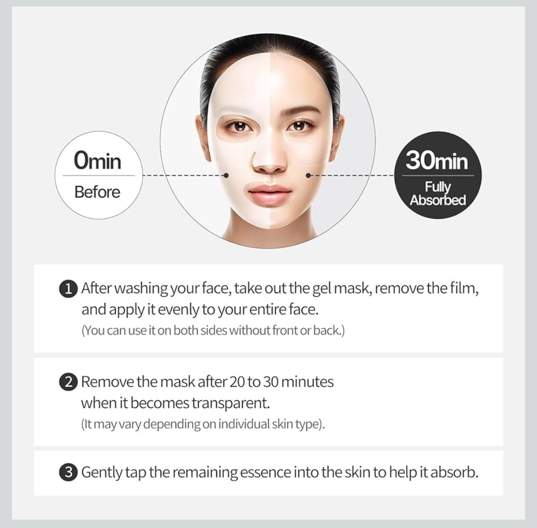 COSNORI Panthenol Hydrogel Mask - Calming & Hydrating, Supports Skin Texture, Moisturizing, Skin Comfort, Korean Facial Mask for Sensitive Skin - 1 Mask