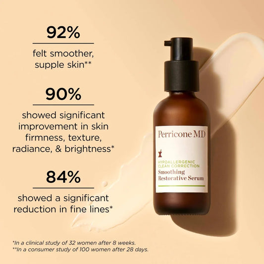 Perricone MD Hypoallergenic Clean Correction Smoothing Restorative Serum - Reduces the look of fine lines, wrinkles, uneven tone and uneven texture