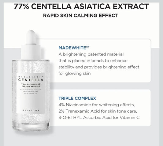 SKIN1004 Madagascar Centella Tone Brightening Capsule Ampoule 3.38oz - Calming Moisturizing Brightening, Sensitive Skin