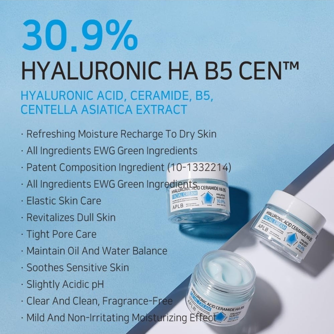 Crema facial APLB con ceramida de ácido hialurónico HA B5 - HYALURONIC HA B5 CEN Hidratación profunda