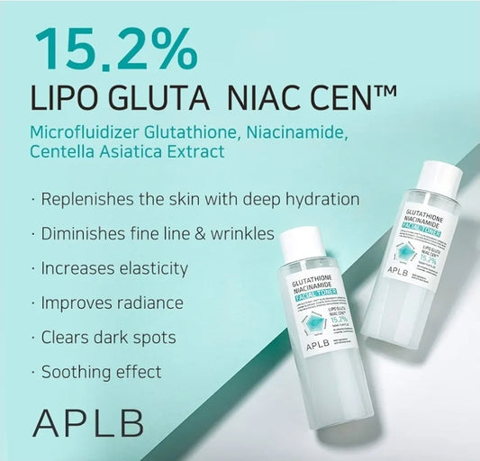 APLB Glutathione Niacinamide Facial Toner - LIPO GLUTA NIAC CEN 15.2%, Replenishing Moisture, Revitalize for Gentle and Improve Skin Texture Through Niacinamide