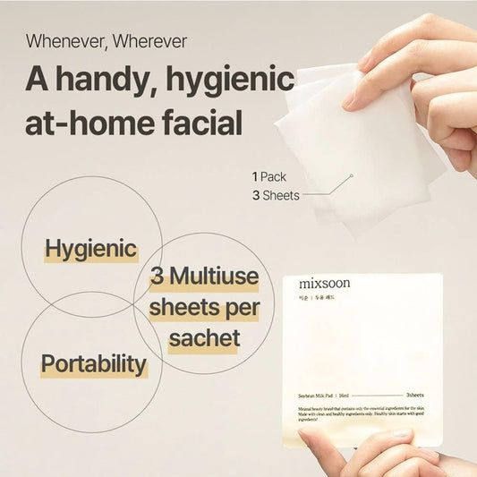 Mixsoon Soybean Milk Pad - Milky Texture Sheet Pad for Sensitive Skin Nourishing Moisturizer - 1 Pack (3 Sheets)