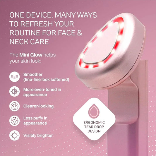 Lumina NRG Mini Glow PRO 5-in-1 LED Face Wand – Lifting, Tightening, Firming, Wrinkle & Facial Massager & Skincare Tool with Red & Blue Light, Gentle Warmth & Vibration