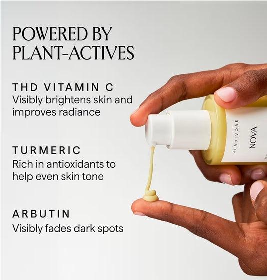HERBIVORE Nova 15% Vitamin C + Turmeric Brightening Serum - For Dark Spots, Hyperpigmentation + Even Skin Tone, Vegan, Plant-Based, Cruelty-Free