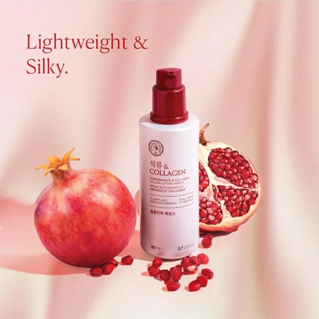 The Face Shop Pomegranate & Collagen Volume Lifting Serum - Reduces Fine Lines & Wrinkles - Helps Skin Look Firm & Supple - Improves Elasticity - Hydrating Lightweight
