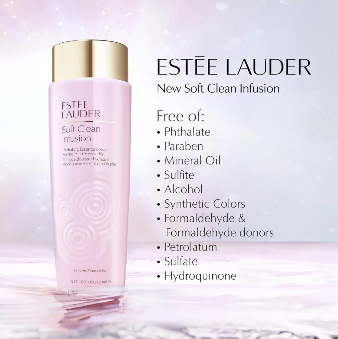 Estee Lauder Soft Clean Infusion Hydrating Essence Lotion with Amino Acid + Waterlily - Soothes, plumps & smooths skin