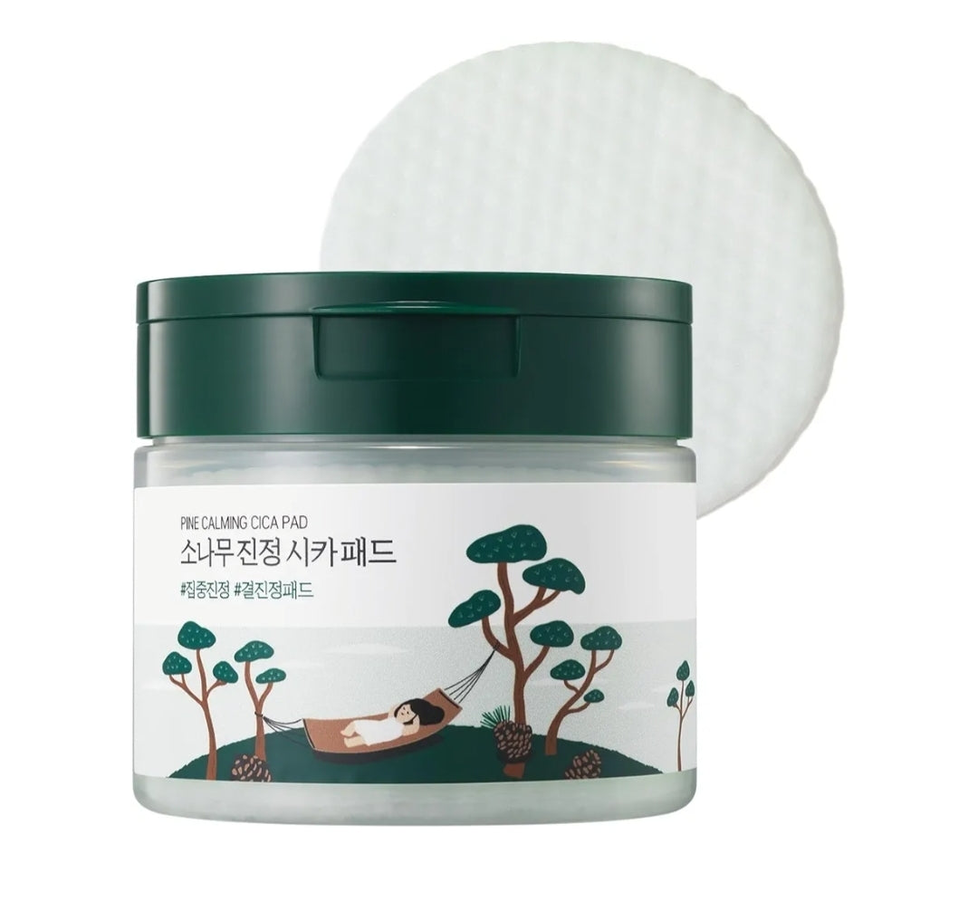 Round Lab Pine Calming Cica Pad - Cooling and Soothing Toner Pads with Pine Cica, BHA + LHA, and Hyaluronic Acid for Heated, Acne-Prone Skin, Multi-Zone Hydration - 50 Pads