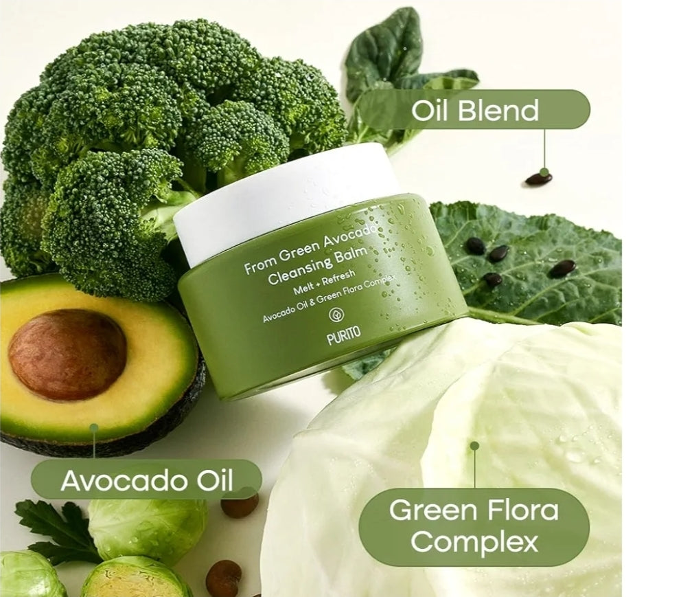 PURITO From Green Avocado Cleansing Balm - Melt-In Moisture with Avocado Oil, Vegan, Cruelty-Free, Suitable for Dry Skin