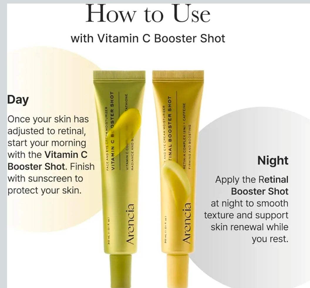 Arencia Retinal Booster Shot Serum - Firming Advanced Night Serum with Caffeine and Ectoin for Mature Skin, Pore Minimizing, Fine Lines & Wrinkles