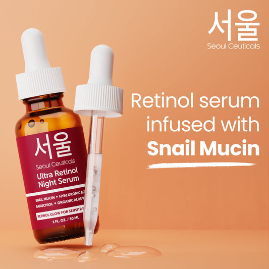 Seoul Ceuticals Ultra Retinol Serum - Anti aging, anti- wrinkle serum for smoother more youthful glow. Skin renewal & evens skin tone, plumps & hydrates skin. For Fine Lines and Wrinkles