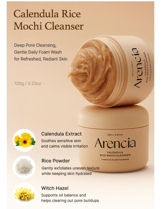 Arencia Calendula Rice Mochi Fresh Cleanser - Moisturizing, Brightening & Deep-Cleansing for Sensitive Skin