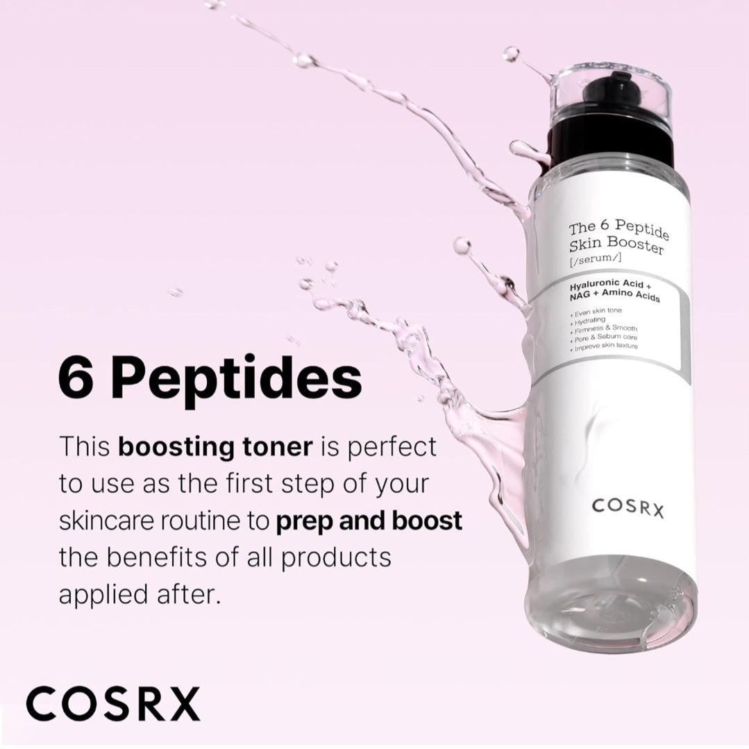 COSRX 6X Peptide Collagen Booster Toner Serum, Niacinamide & Hyaluronic Acid Facial Essence - Reduces hyperpigmentation, control pores, renew skin, calm and alleviate skin, and improve the look of fine lines and wrinkles