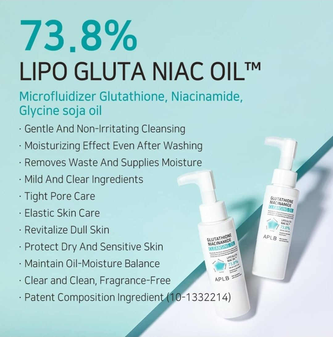 APLB Glutathione Niacinamide Cleansing Oil - LIPO GLUTA NIAC OIL 73.8% - Hydration & Nutrition