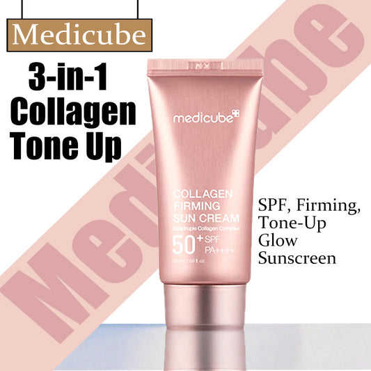 medicube Collagen Firming Sun Cream 50 SPF, Triple function sunscreen with wrinkle improvement, whitening, and UV protection
