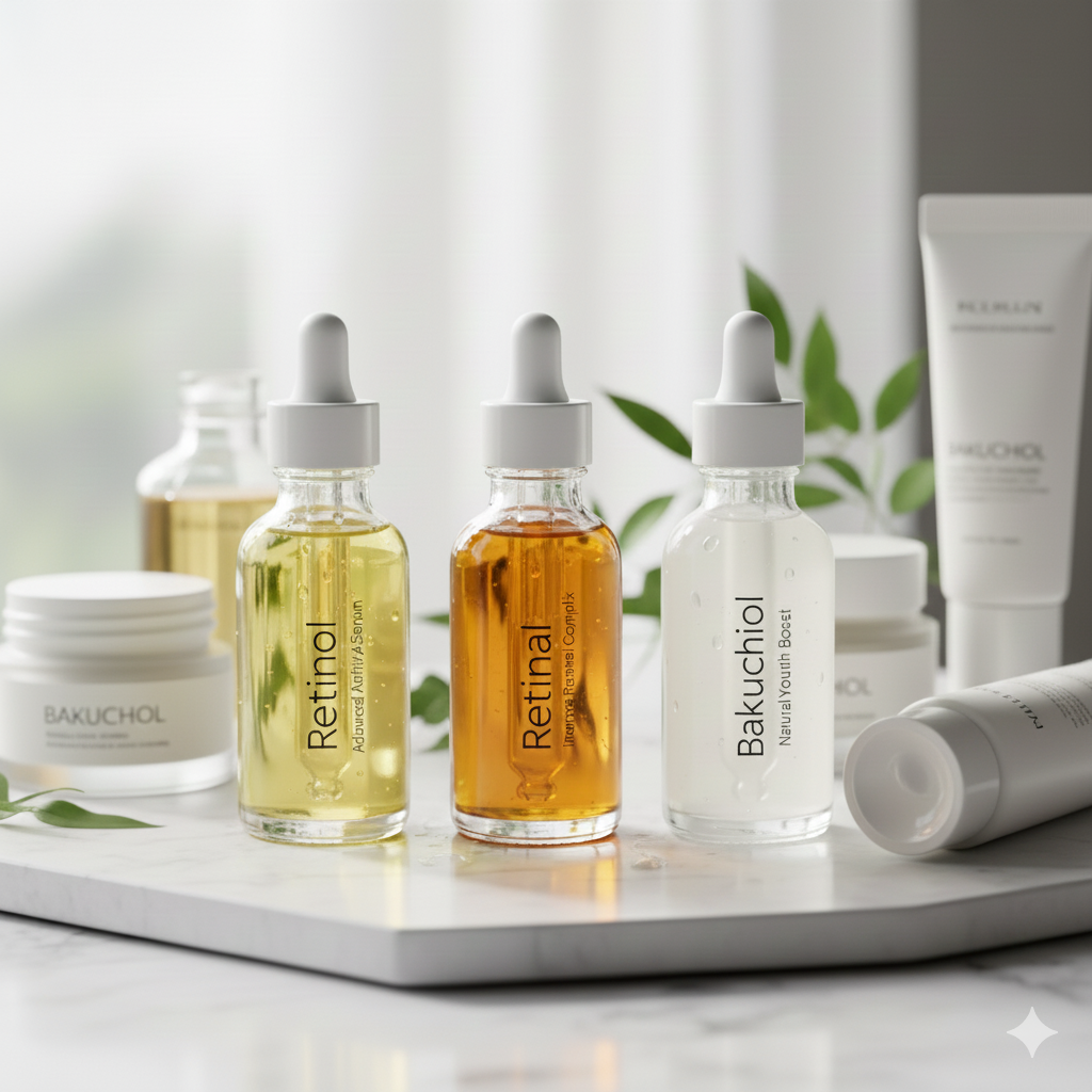 Retinol ● Retinal ● Bakuchiol