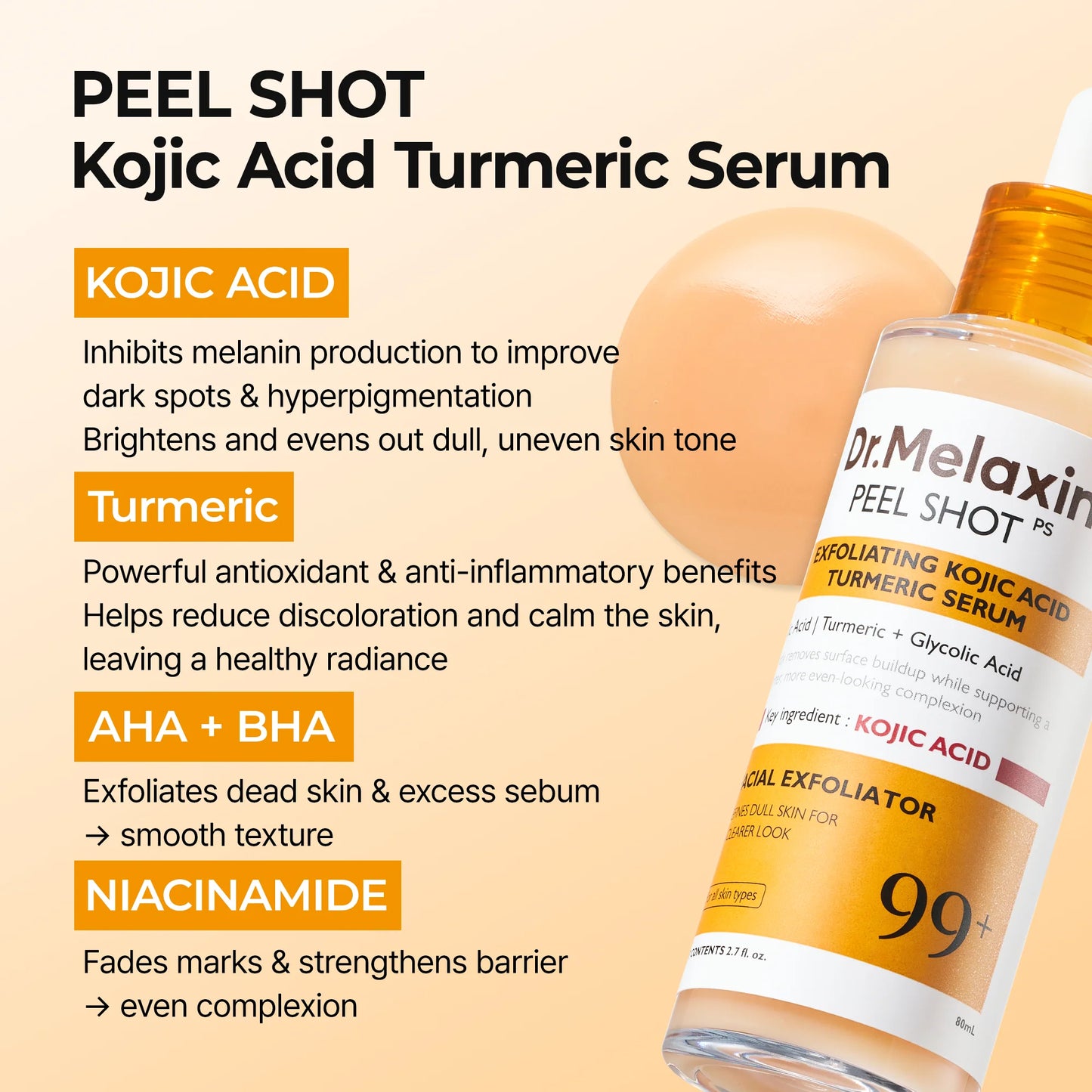Dr.Melaxin Peel Shot Kojic Acid Turmeric Serum