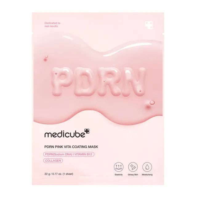 medicube Salmon DNA PDRN Pink Vitamin Coated Sheet Mask 10EA | Sheet Mask for Hydration, Firming, and Balanced Skin | Luxurious At-Home Care