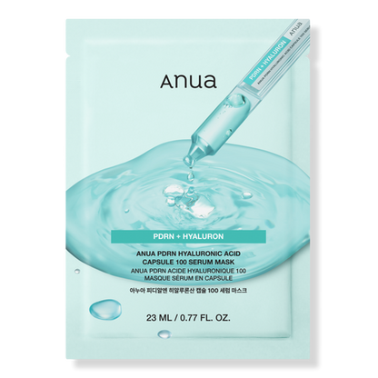 Anua PDRN Hyaluronic Acid Capsule 100 Serum (1 Mask)-Hydrating & Soothing Face Mask for Glass Skin, Dewy Glow and Firm Looking Skin, Salmon DNA & Collagen, Lightweight Texture