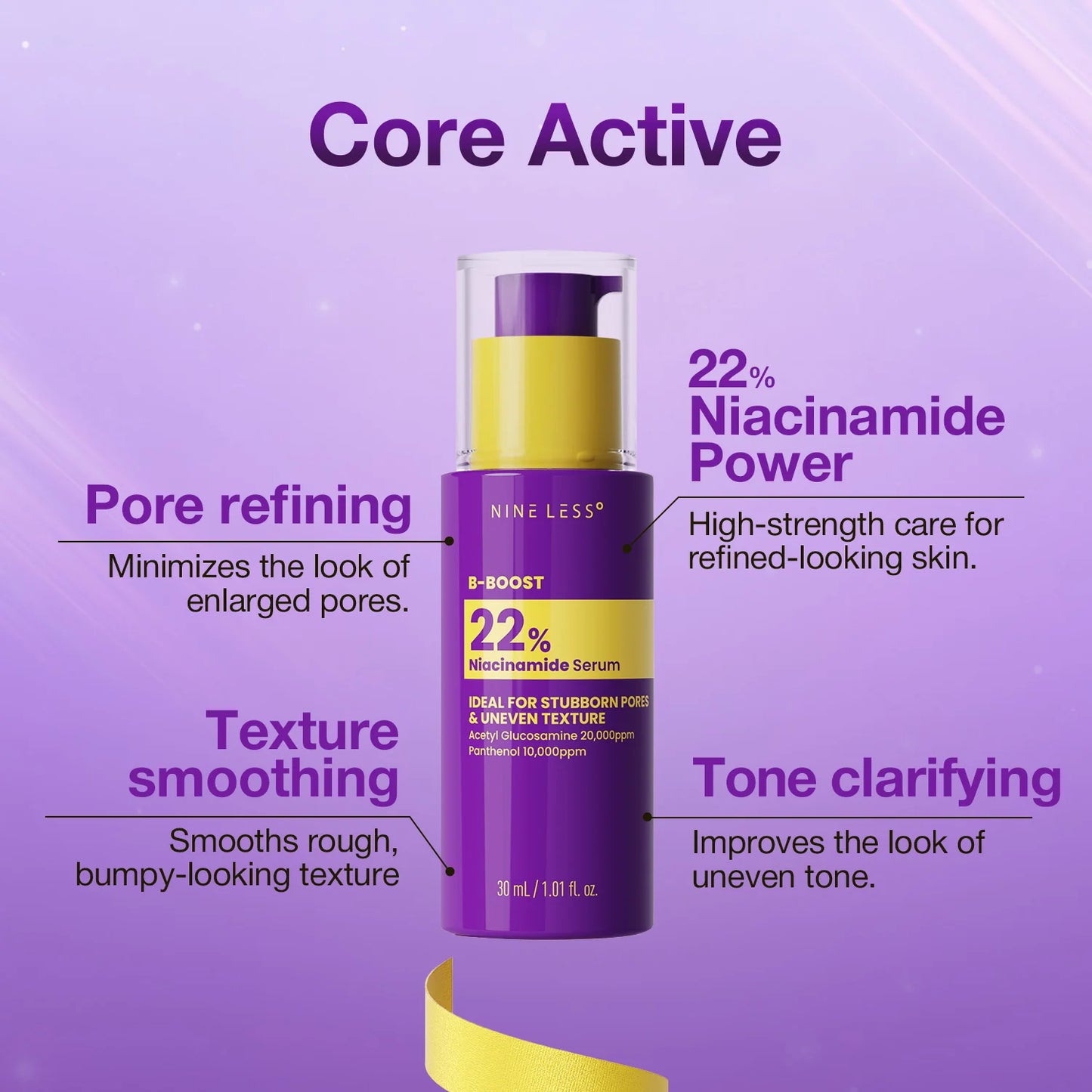 Nineless B-BOOST 22% Niacinamide Serum - Fades patchy discoloration to reveal an even, bright complexion
