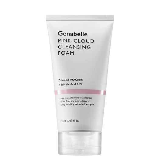 Genabelle Pink Cloud Cleansing Foam - Hydrating Gentle Face Cleanser with Salicylic Acid and Calamine Powder for Blemish Care, Deep Cleansing Face Wash for Normal to Oily Skin
